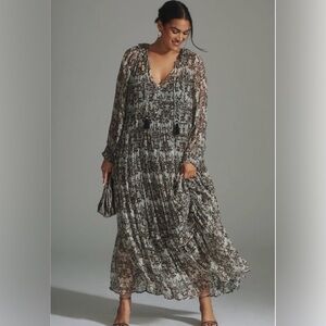 Anthropologie Marais Printed Chiffon Maxi Dress